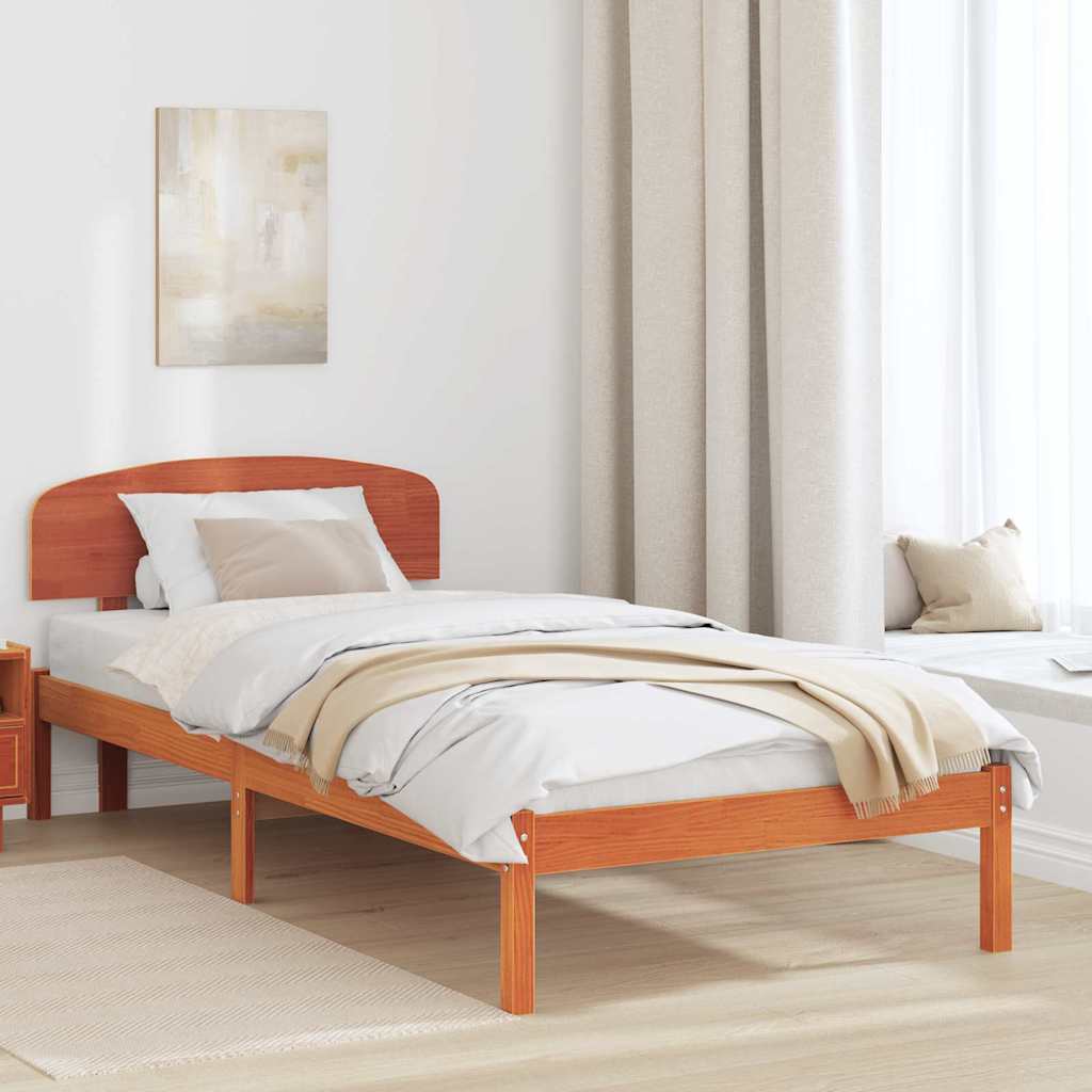 Σκελετός Κρεβατιού Κερωτό καφέ 75 x 190 cm Στερεά ξυλεία πεύκου