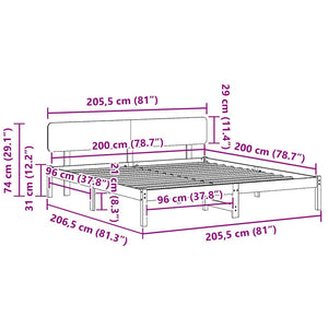 Σκελετός Κρεβατιού Φυσικό 200 x 200 cm Στερεά ξυλεία πεύκου