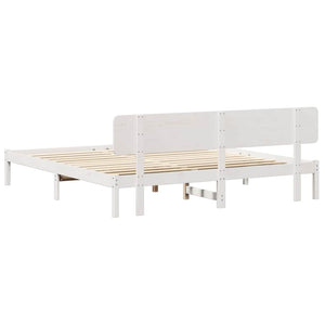 Σκελετός Κρεβατιού Λευκό 180 x 200 cm Στερεά ξυλεία πεύκου