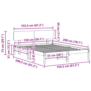 Σκελετός Κρεβατιού Λευκό 150 x 200 cm Στερεά ξυλεία πεύκου