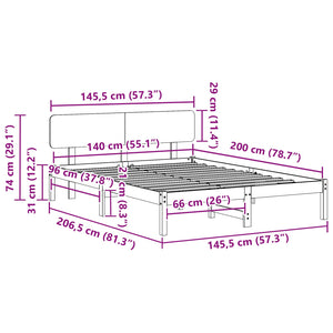 Σκελετός Κρεβατιού Λευκό 140 x 200 cm Στερεά ξυλεία πεύκου