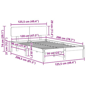 Σκελετός Κρεβατιού Λευκό 120 x 200 cm Στερεά ξυλεία πεύκου