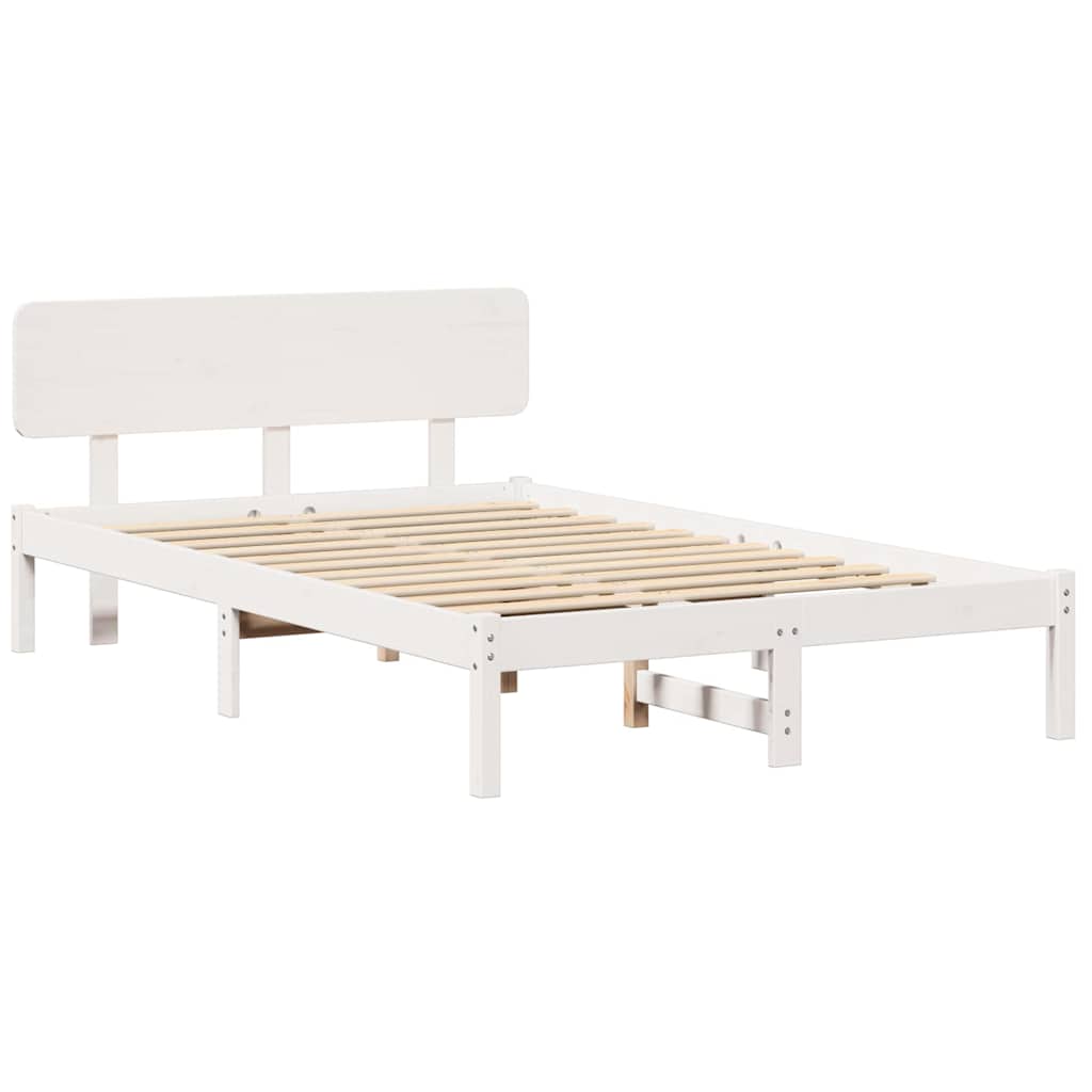 Σκελετός Κρεβατιού Λευκό 140 x 190 cm Στερεά ξυλεία πεύκου