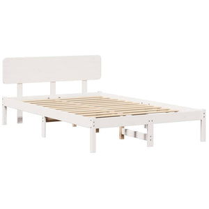 Σκελετός Κρεβατιού Λευκό 140 x 190 cm Στερεά ξυλεία πεύκου