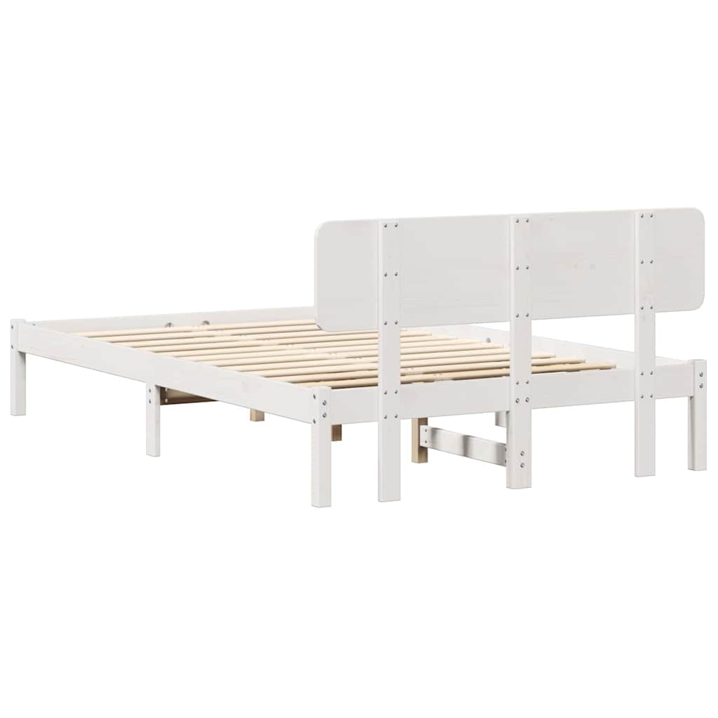 Σκελετός Κρεβατιού Λευκό 140 x 190 cm Στερεά ξυλεία πεύκου