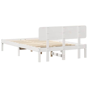 Σκελετός Κρεβατιού Λευκό 140 x 190 cm Στερεά ξυλεία πεύκου