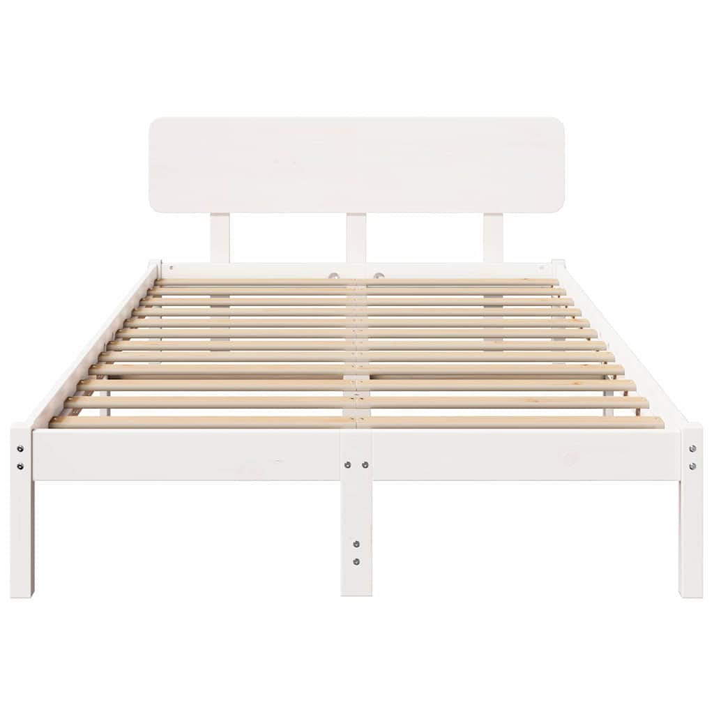 Σκελετός Κρεβατιού Λευκό 140 x 190 cm Στερεά ξυλεία πεύκου