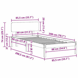 Σκελετός Κρεβατιού Κερωτό καφέ 80 x 200 cm Στερεά ξυλεία πεύκου