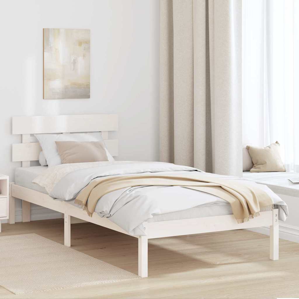 Σκελετός Κρεβατιού Λευκό 90 x 190 cm Μασίφ ξύλο πεύκου