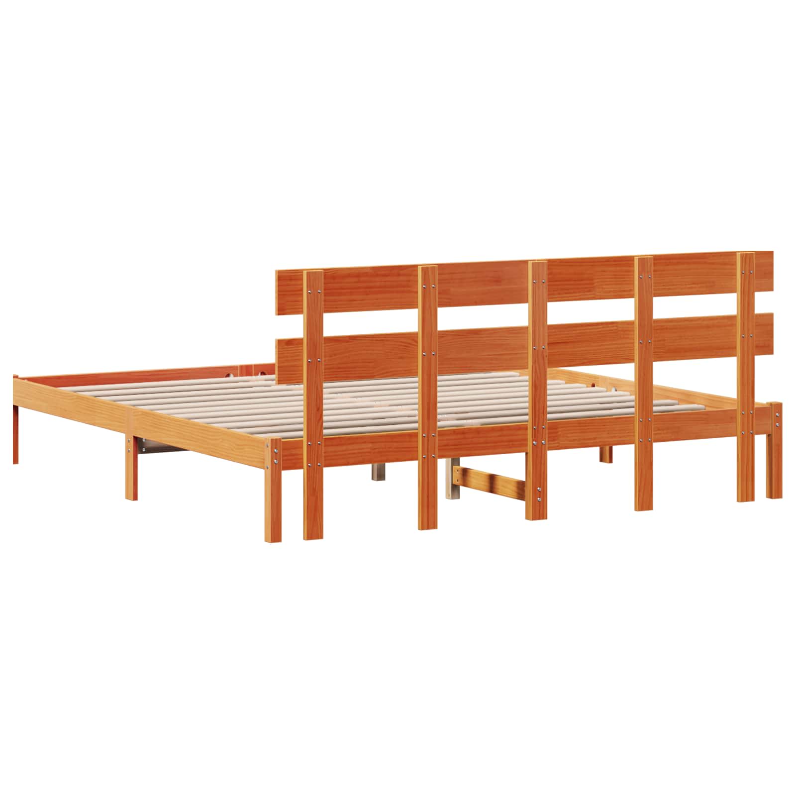 Σκελετός Κρεβατιού Καφέ 200 x 200 cm Μασίφ ξύλο πεύκου