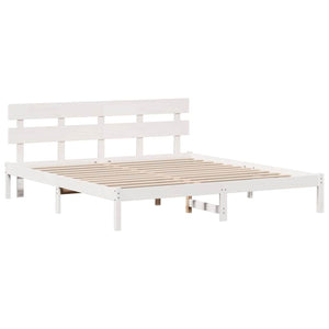 Σκελετός Κρεβατιού Λευκό 180 x 200 cm Μασίφ ξύλο πεύκου