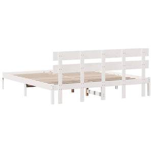 Σκελετός Κρεβατιού Λευκό 180 x 200 cm Μασίφ ξύλο πεύκου