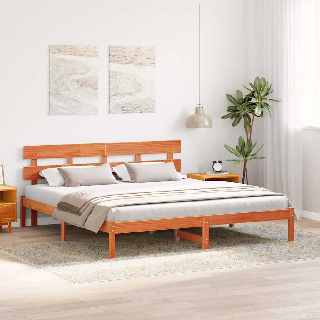 Σκελετός Κρεβατιού Καφέ 180 x 200 cm Μασίφ ξύλο πεύκου