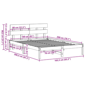 Σκελετός Κρεβατιού Καφέ 160 x 200 cm Μασίφ ξύλο πεύκου