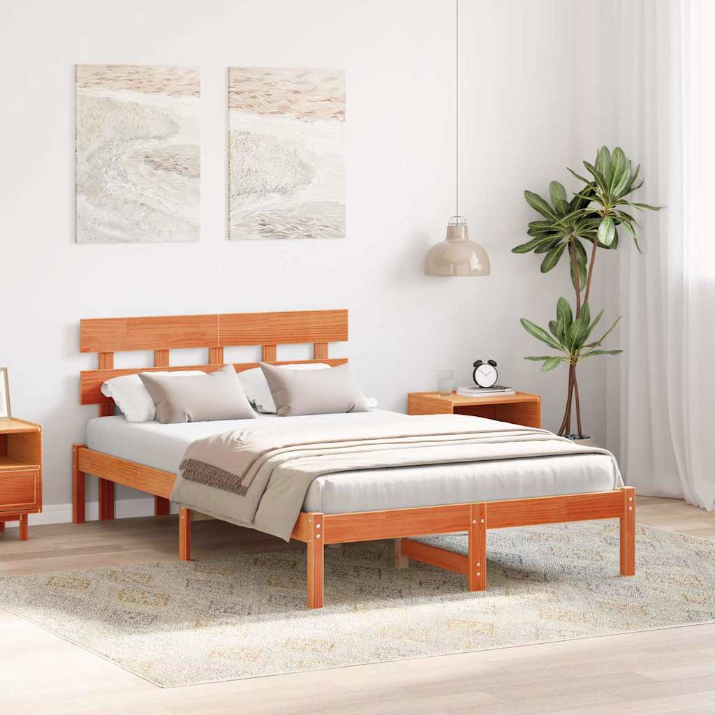 Σκελετός Κρεβατιού Καφέ 120 x 190 cm Μασίφ ξύλο πεύκου