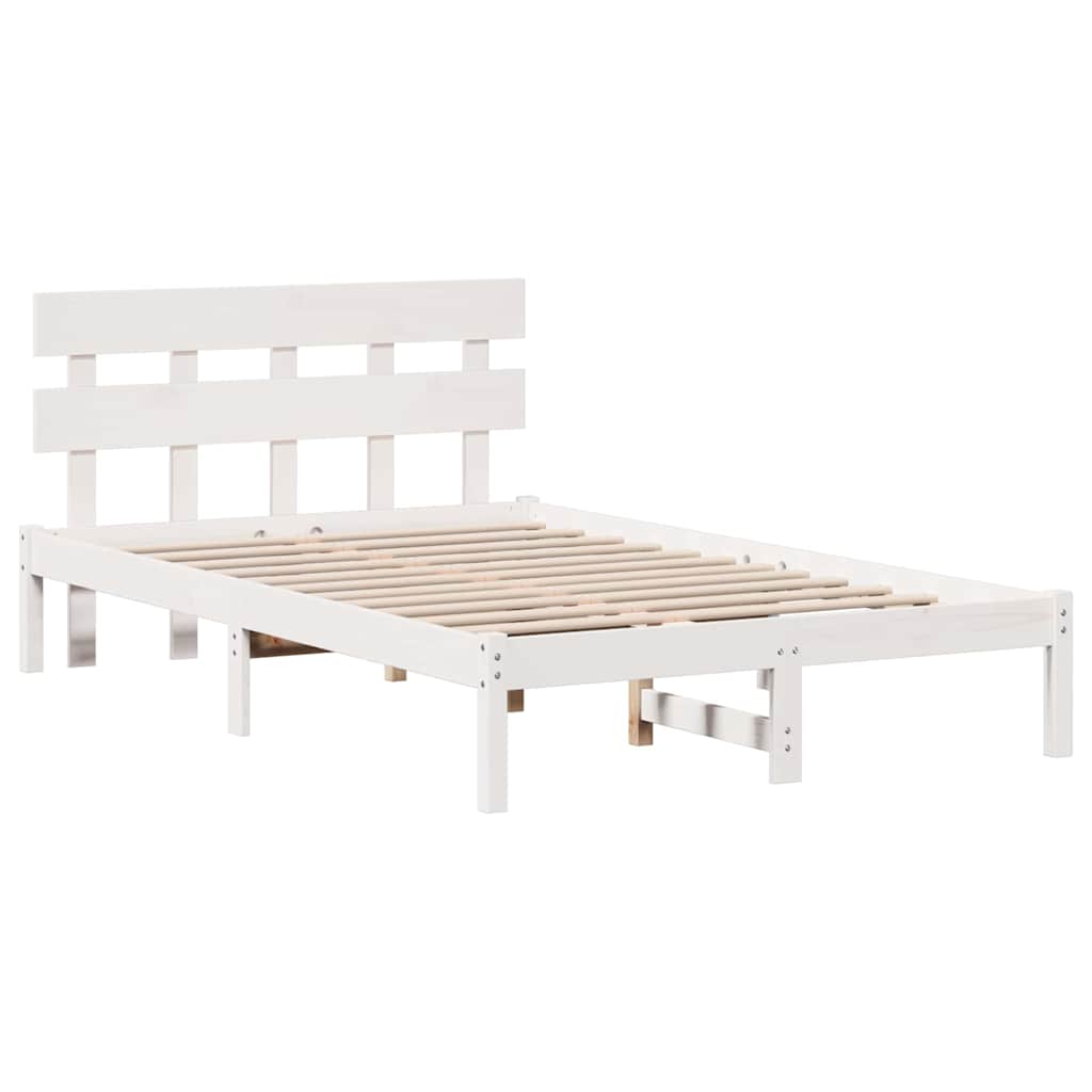 Σκελετός Κρεβατιού Λευκό 140 x 190 cm Μασίφ ξύλο πεύκου