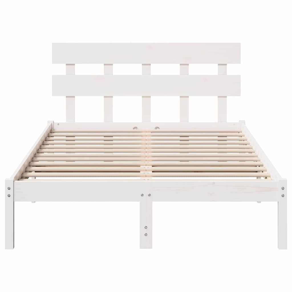 Σκελετός Κρεβατιού Λευκό 140 x 190 cm Μασίφ ξύλο πεύκου