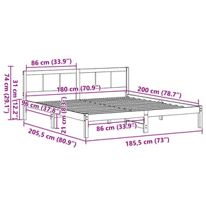 Σκελετός Κρεβατιού Καφέ 180 x 200 cm Μασίφ ξύλο πεύκου