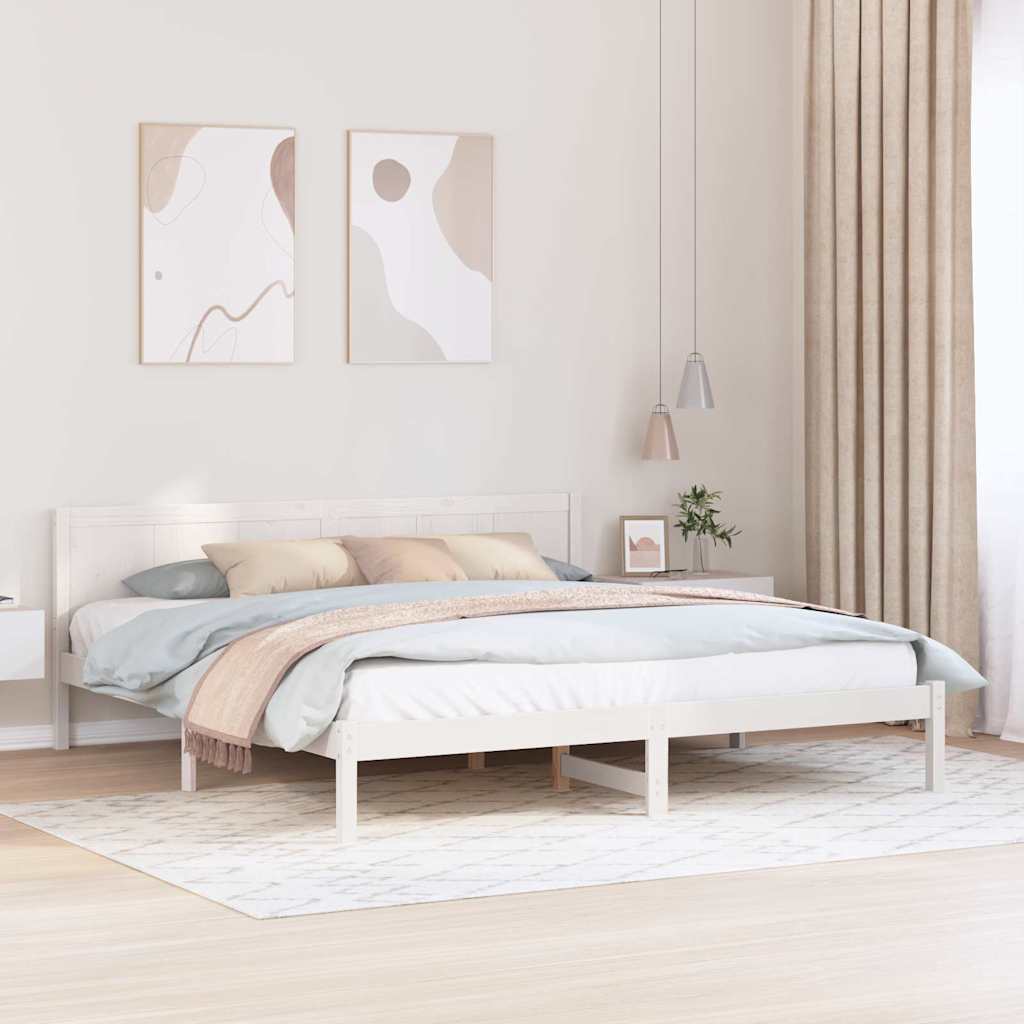 Σκελετός Κρεβατιού Λευκό 180 x 200 cm Μασίφ ξύλο πεύκου