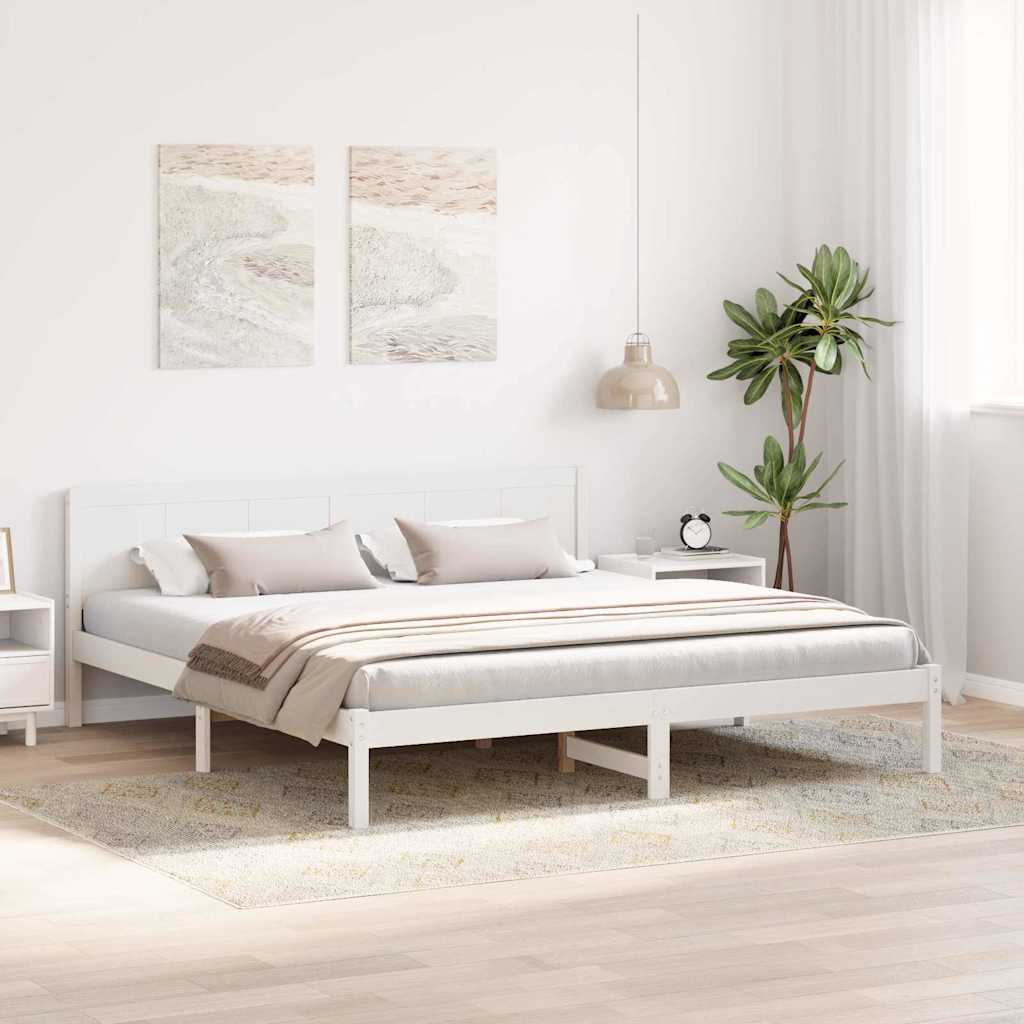 Σκελετός Κρεβατιού Λευκό 180 x 200 cm Μασίφ ξύλο πεύκου