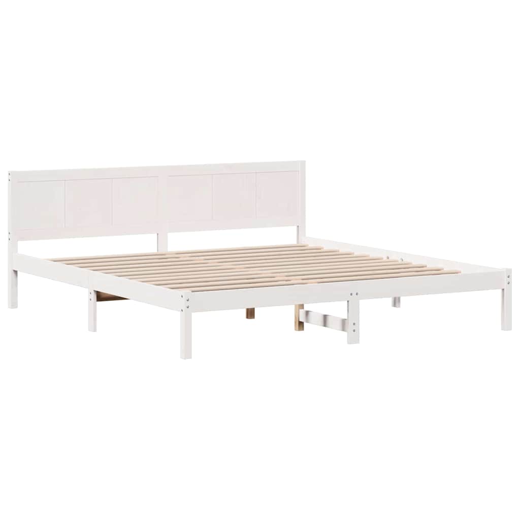 Σκελετός Κρεβατιού Λευκό 180 x 200 cm Μασίφ ξύλο πεύκου