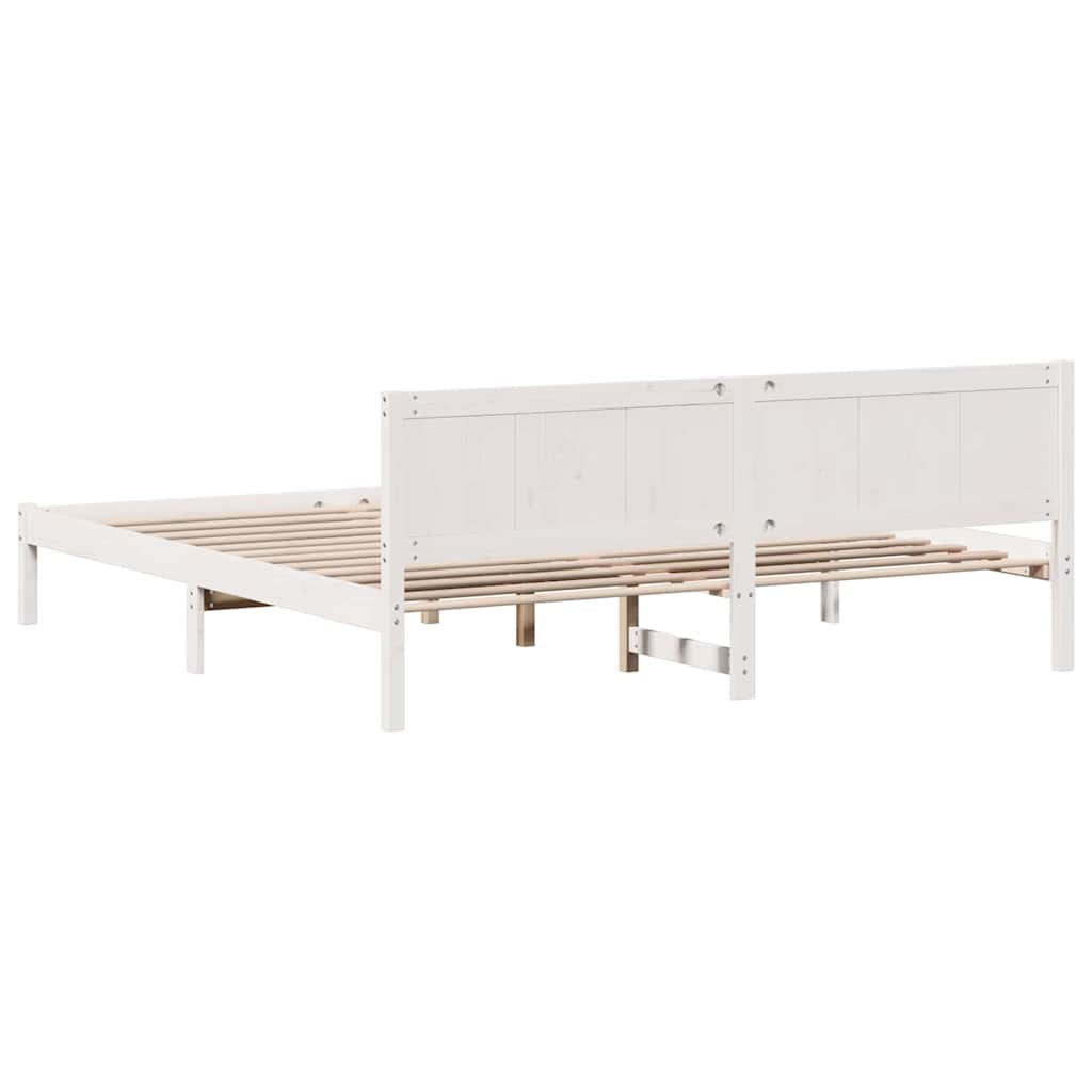 Σκελετός Κρεβατιού Λευκό 180 x 200 cm Μασίφ ξύλο πεύκου