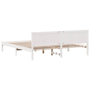 Σκελετός Κρεβατιού Λευκό 180 x 200 cm Μασίφ ξύλο πεύκου