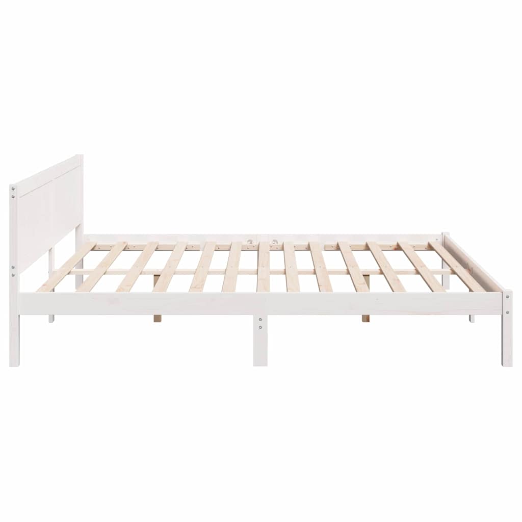 Σκελετός Κρεβατιού Λευκό 180 x 200 cm Μασίφ ξύλο πεύκου