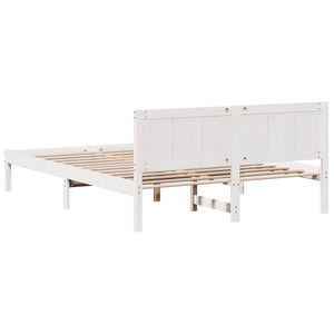 Σκελετός Κρεβατιού Λευκό 160 x 200 cm Μασίφ ξύλο πεύκου