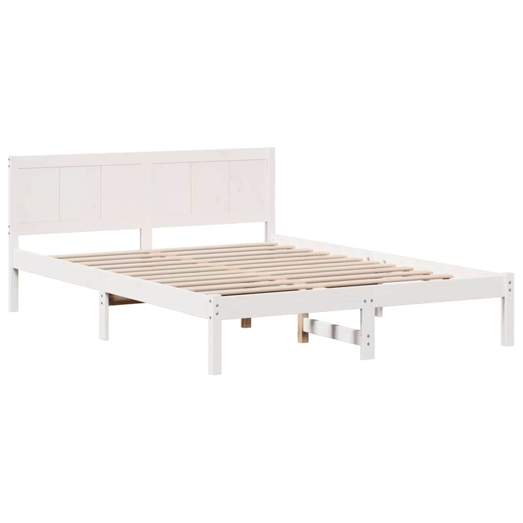 Σκελετός Κρεβατιού Λευκό 150 x 200 cm Μασίφ ξύλο πεύκου