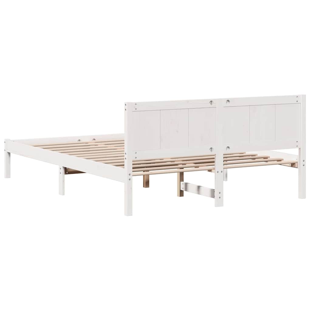 Σκελετός Κρεβατιού Λευκό 150 x 200 cm Μασίφ ξύλο πεύκου