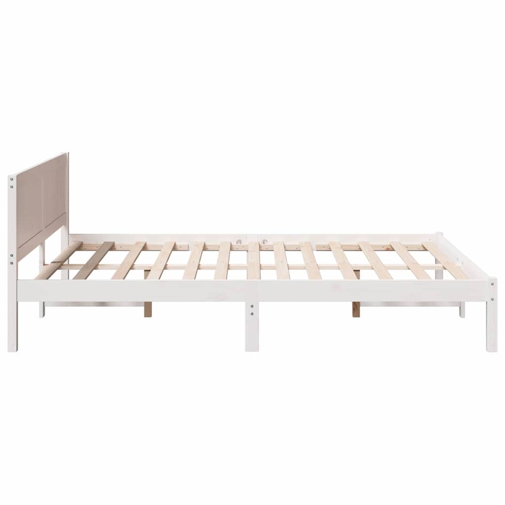 Σκελετός Κρεβατιού Λευκό 150 x 200 cm Μασίφ ξύλο πεύκου