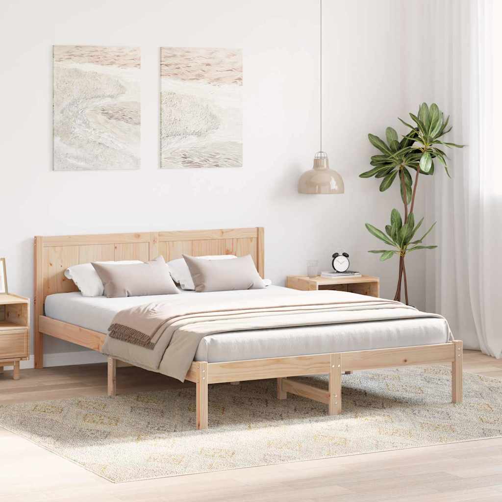 Σκελετός Κρεβατιού Καφέ 140 x 200 cm Μασίφ ξύλο πεύκου - Pakobazaar