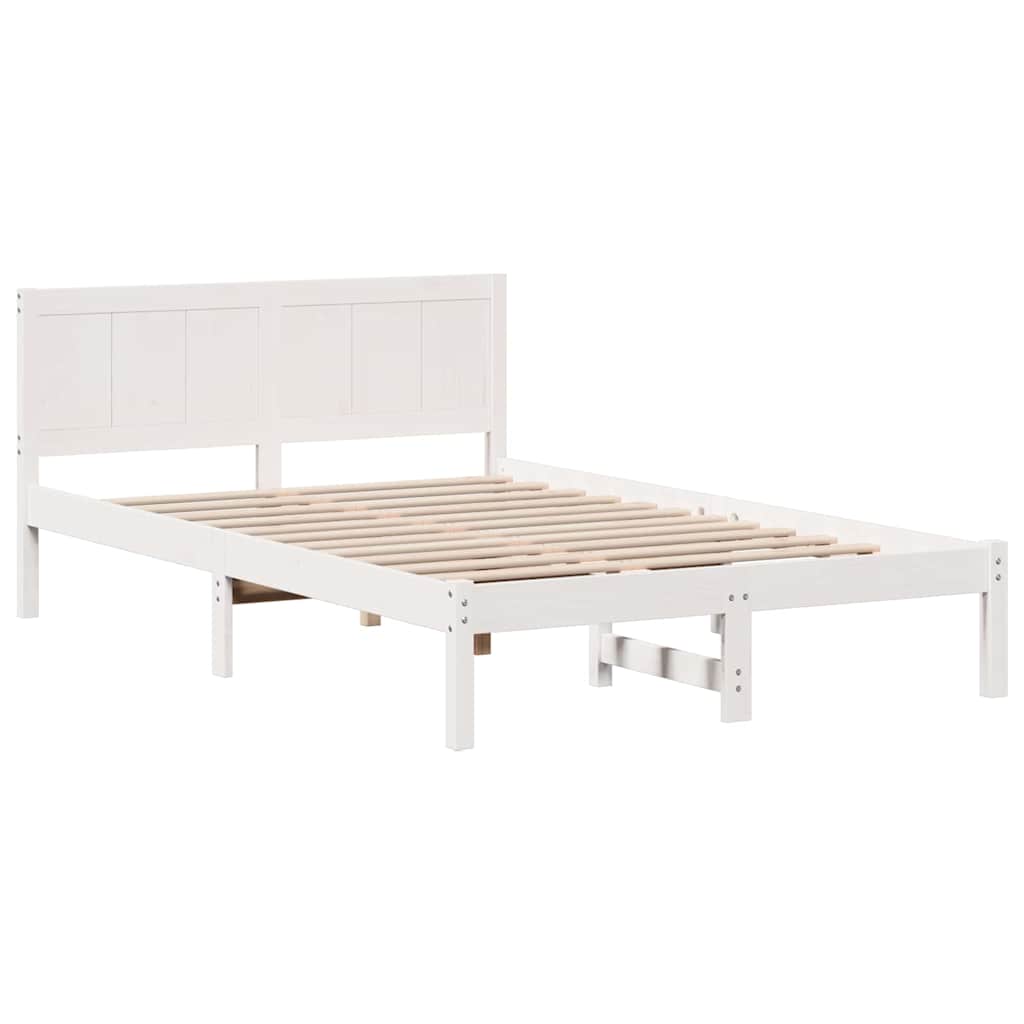 Σκελετός Κρεβατιού Λευκό 135 x 190 cm Μασίφ ξύλο πεύκου
