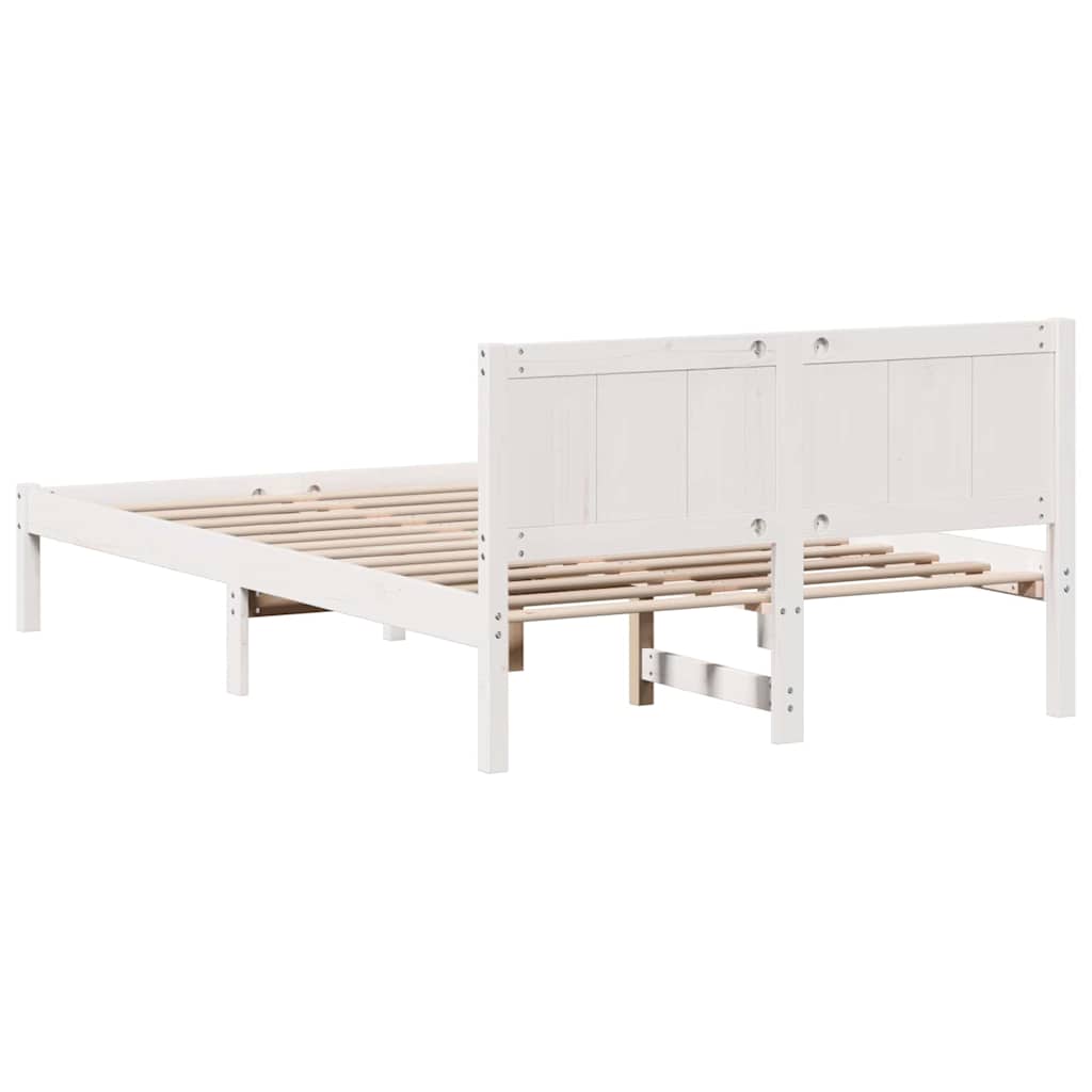 Σκελετός Κρεβατιού Λευκό 135 x 190 cm Μασίφ ξύλο πεύκου