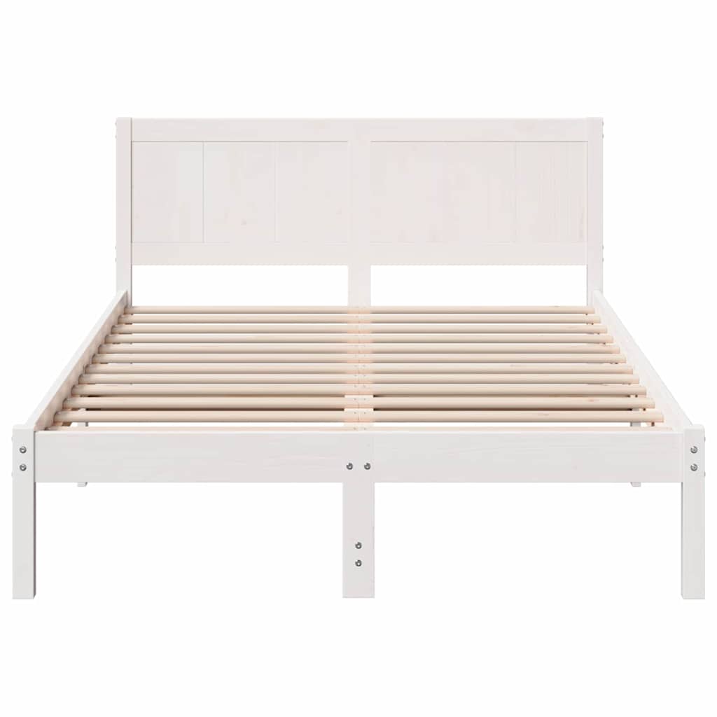 Σκελετός Κρεβατιού Λευκό 135 x 190 cm Μασίφ ξύλο πεύκου