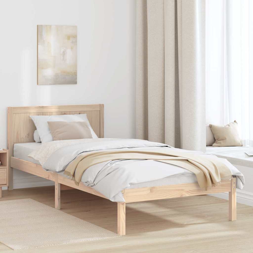 Σκελετός Κρεβατιού Καφέ 75 x 190 cm Μασίφ ξύλο πεύκου