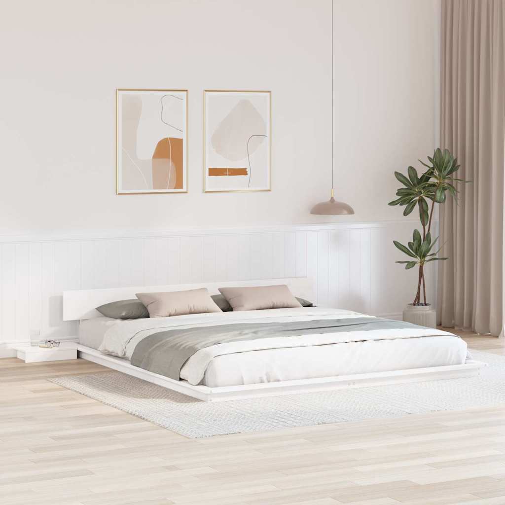 Σκελετός Κρεβατιού Λευκό 200 x 200 cm ξύλο - Pakobazaar