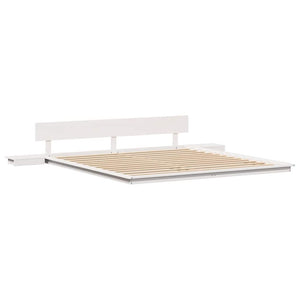 Σκελετός Κρεβατιού Λευκό 200 x 200 cm ξύλο - Pakobazaar