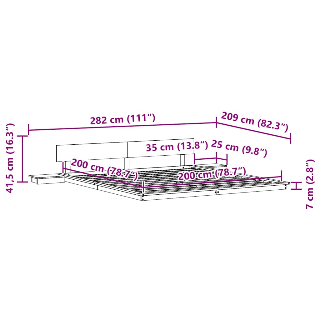Σκελετός Κρεβατιού Καφέ 200 x 200 cm ξύλο - Pakobazaar