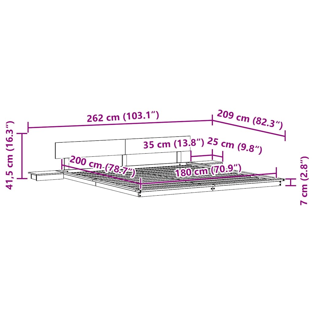 Σκελετός Κρεβατιού Καφέ 180 x 200 cm ξύλο - Pakobazaar