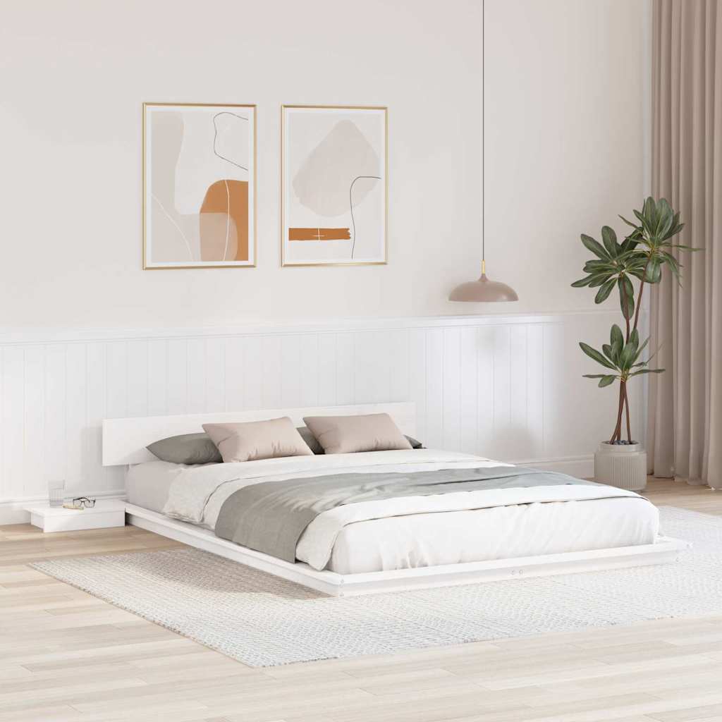 Σκελετός Κρεβατιού Λευκό 140 x 200 cm ξύλο - Pakobazaar