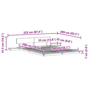 Σκελετός Κρεβατιού με κεφαλάρι Καφέ 140 x 200 cm ξύλο - Pakobazaar