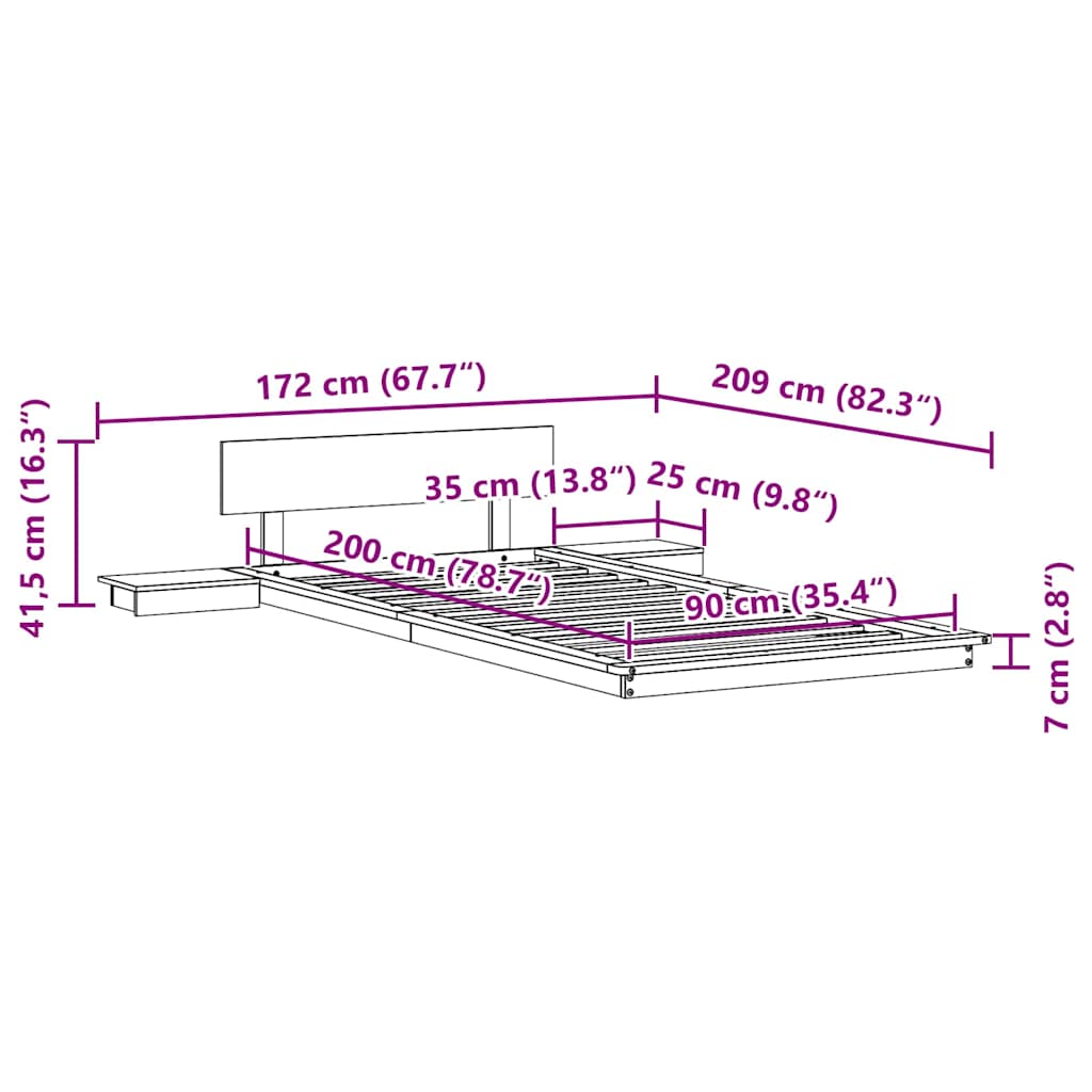 Σκελετός Κρεβατιού Λευκό 90 x 200 cm ξύλο