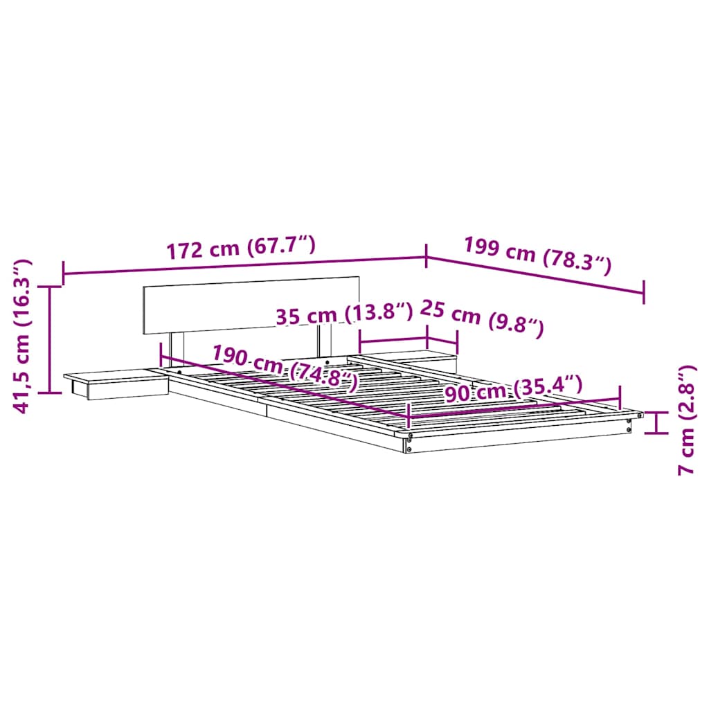 Σκελετός Κρεβατιού Καφέ 90 x 190 cm ξύλο
