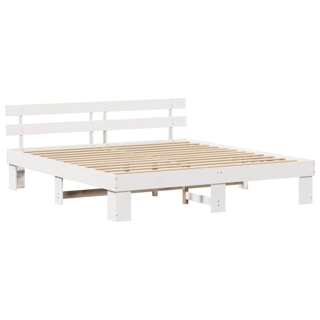 Σκελετός Κρεβατιού Λευκό 180 x 200 cm Στερεά ξυλεία πεύκου