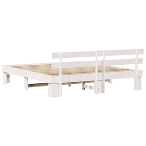 Σκελετός Κρεβατιού Λευκό 180 x 200 cm Στερεά ξυλεία πεύκου