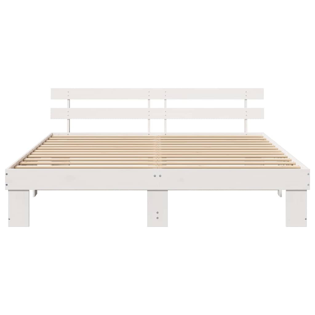 Σκελετός Κρεβατιού Λευκό 180 x 200 cm Στερεά ξυλεία πεύκου