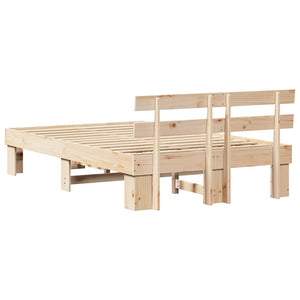 Σκελετός Κρεβατιού Φυσικό 135 x 190 cm Στερεά ξυλεία πεύκου