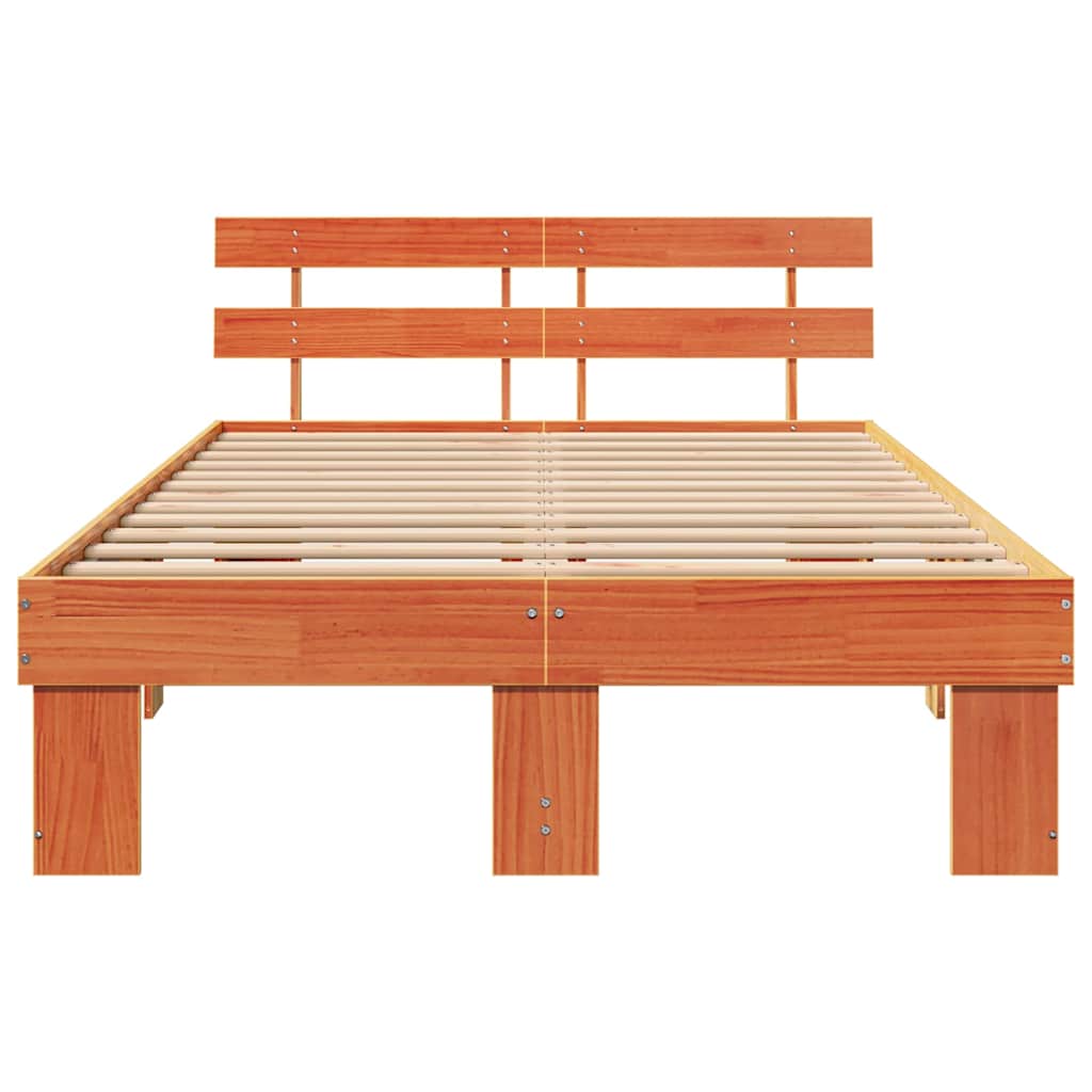 Σκελετός Κρεβατιού με κεφαλάρι Κερωτό καφέ 120 x 190 cm